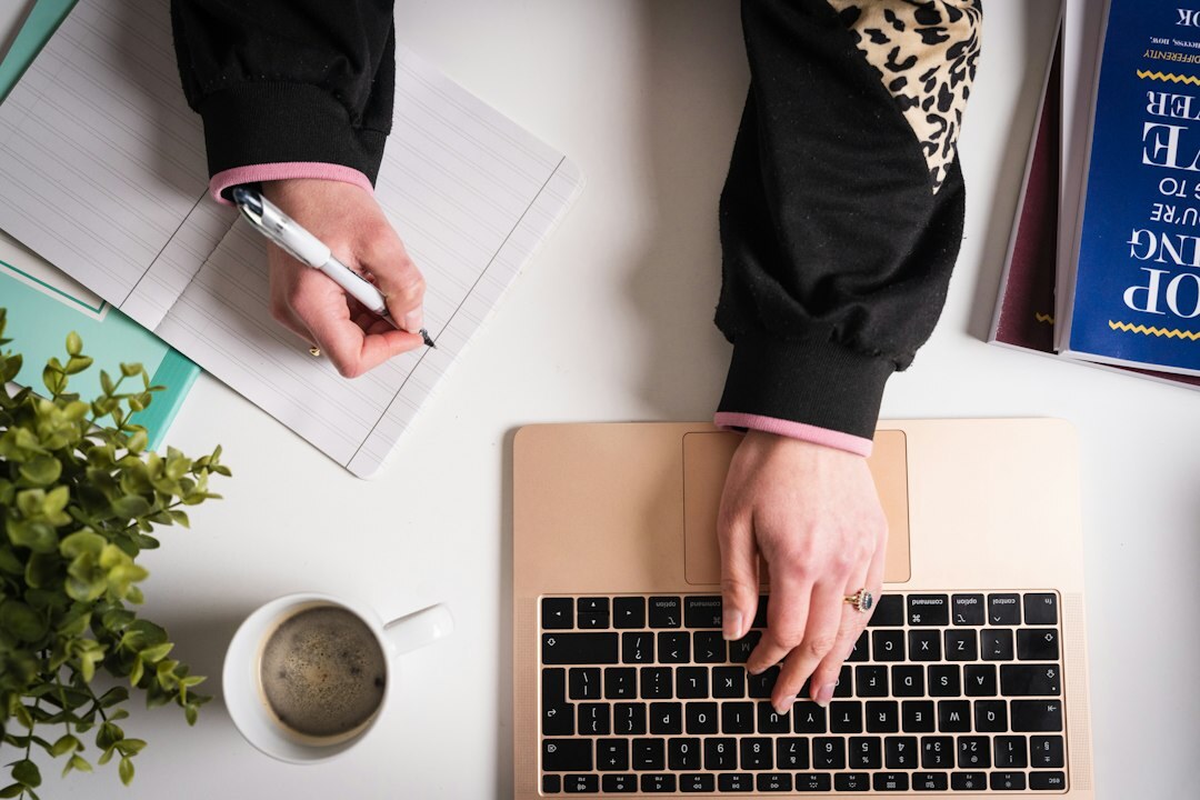 mystery writer at desk
